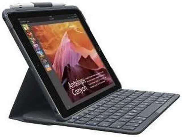 Alt view image 6 of 20 - Logitech 9.7" Slim Folio with Integrated Bluetooth Keyboard Case for Apple iPad 5th and 6th Gen 920-009017, Black