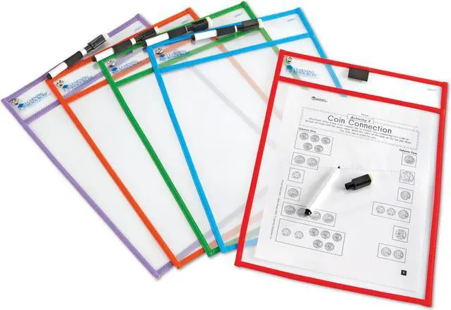 Alt view image 11 of 13 - LEARNING RESOURCES WRITE & WIPE POCKETS W/MARKERS 5/PK