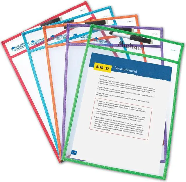 Alt view image 4 of 13 - LEARNING RESOURCES WRITE & WIPE POCKETS W/MARKERS 5/PK