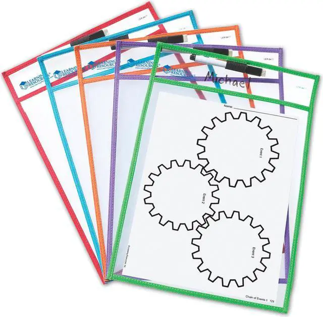 Alt view image 5 of 13 - LEARNING RESOURCES WRITE & WIPE POCKETS W/MARKERS 5/PK