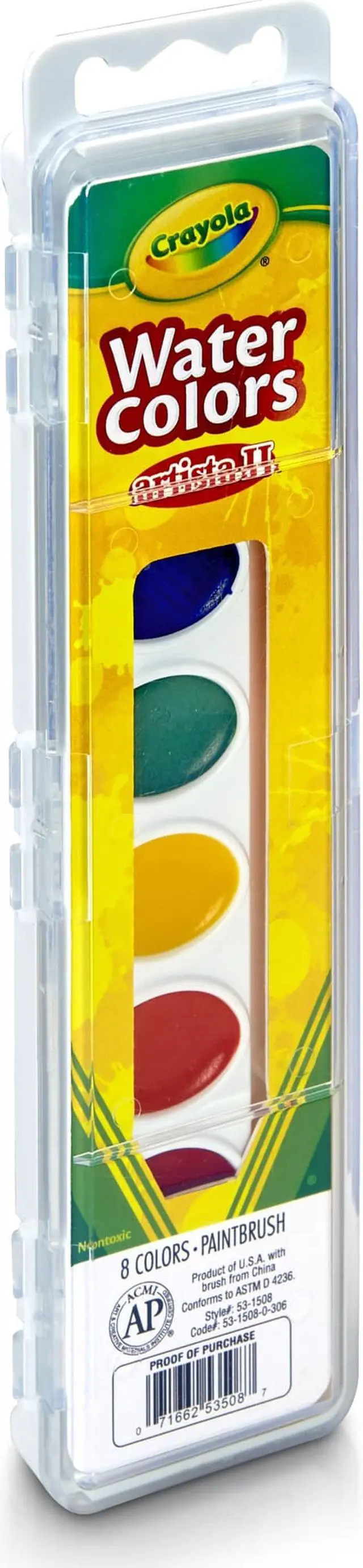 Alt view image 10 of 19 - Crayola Watercolors,8st,Oval,Ast 531508