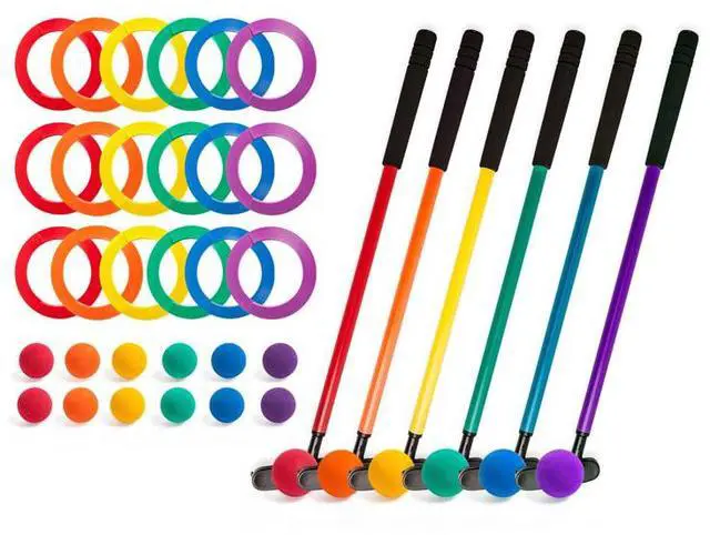 Alt view image 4 of 14 - Champion Sports MGSET Mini Golf Set - 12 Balls/6 Putters/18 Rings/3 Target Holes