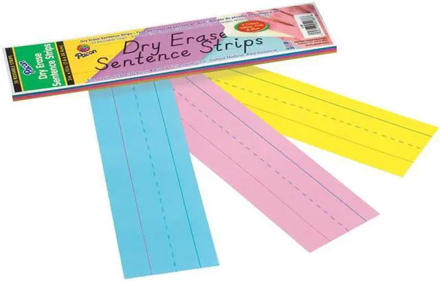 Alt view image 2 of 7 - Pacon Dry Erase Sentence Strips, 12 X 3, Assorted, 20 Per Pack 5188