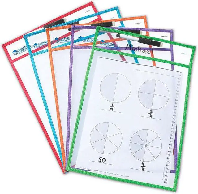 Alt view image 3 of 13 - LEARNING RESOURCES WRITE & WIPE POCKETS W/MARKERS 5/PK