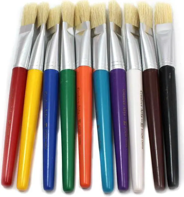 Alt view image 3 of 7 - Charles Leonard Stubby Brush Set, Natural Bristle, Flat, 10/Set 73290
