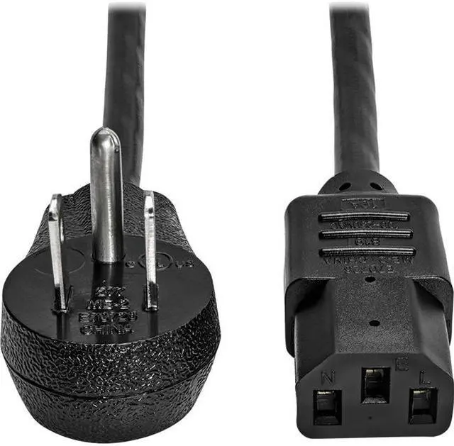 Alt view image 6 of 16 - Tripp Lite Model P007-003-15D 3 ft. Desktop Computer Power Cord, Right-Angle 5-15P to C13 - Heavy Duty, 15A, 125V, 14 AWG, 3 ft. Black