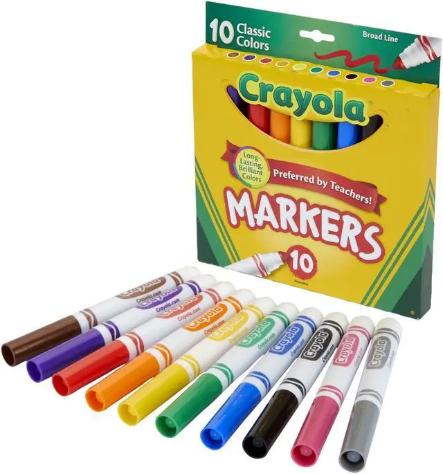 Alt view image 2 of 20 - Crayola Non-Washable Markers Broad Point Classic Colors 10/Set 587722