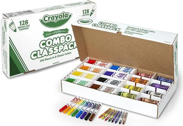 Alt view image 11 of 14 - Crayola 52-3349 Crayons And Markers Combo Classpack, Eight Colors, 256/Set