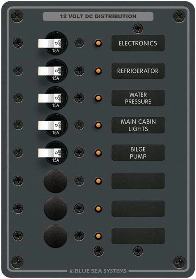 Alt view image 3 of 4 - Blue Sea Systems - 8023 - Std DC Wht Togl, 5-15A, 3-Open w/o Meter