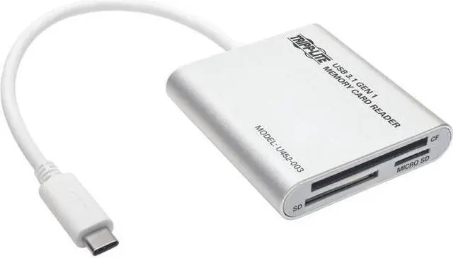 Alt view image 9 of 15 - Tripp Lite U452-003 USB 3.1 Gen 1 USB Type-C (USB-C) Multi-Drive Smart-Card Flash-Memory Media Reader/Writer (U452-003)