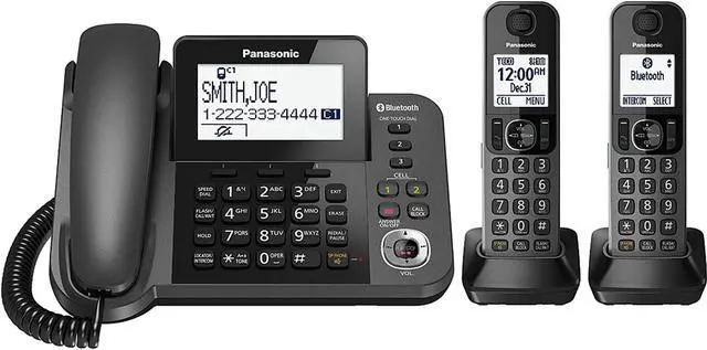 Alt view image 4 of 8 - PANASONIC KX-TGF382M Link2Cell Bluetooth Corded / Cordless Phone and Answering Machine with 2 Cordless Handsets