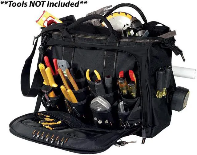 Alt view image 16 of 17 - CLC 1539 Tool Bag, Polyester, 52 Pockets, Tan/Black