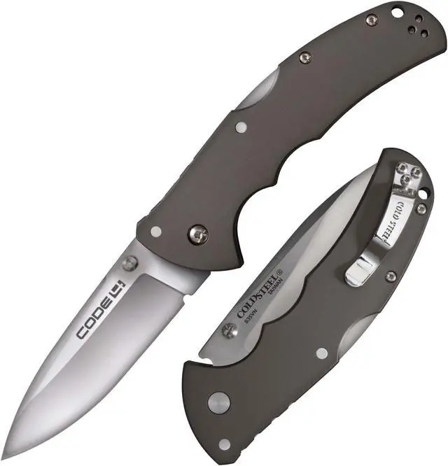 Alt view image 4 of 9 - COLDSTEEL 4005084 Cold Steel Code 4 Spear Point Folding Knife 3-1/2 S35VN Satin Plain Blade Aluminum Handles