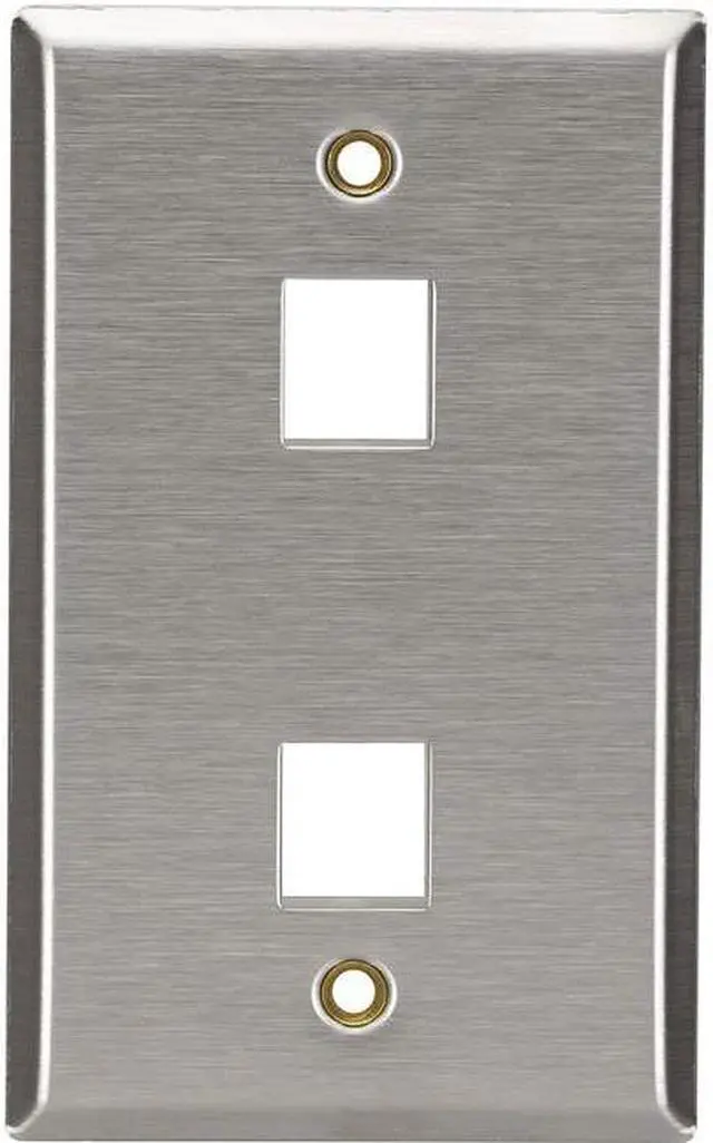 Alt view image 6 of 9 - Black Box WP371 Keystone Wallplate - Stainless Steel, Single-Gang, 2-Port