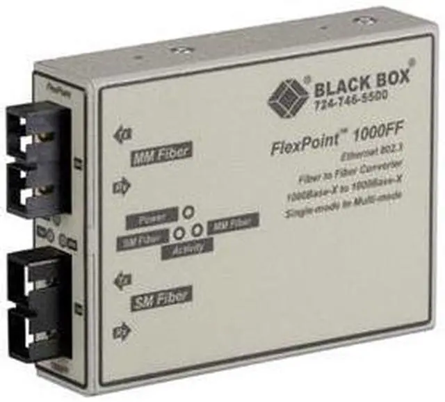 Alt view image 2 of 7 - Black Box Network Services LMC1001A FlexPoint 1000 Mbps Fiber-to-Fiber Mode Converter
