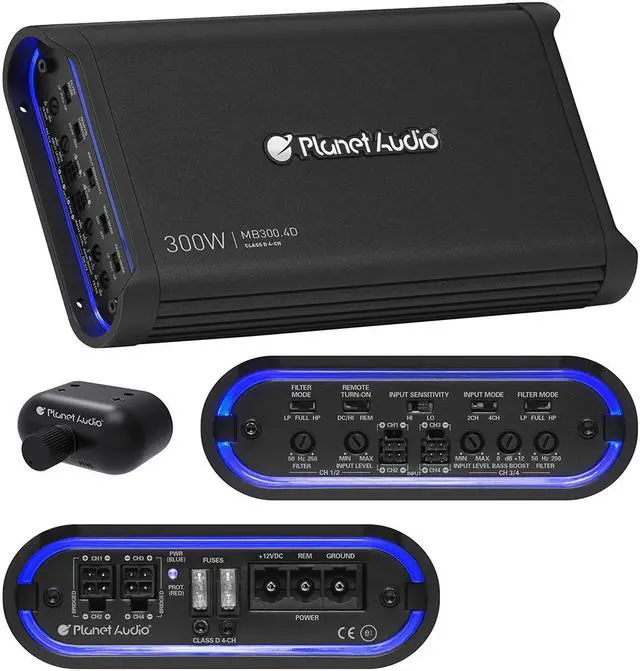 Alt view image 9 of 11 - PLANET AUDIO MB300.4D Planet Audio Mini Bang Series Amplifier 1200 Watts Max Four Channel Digital
