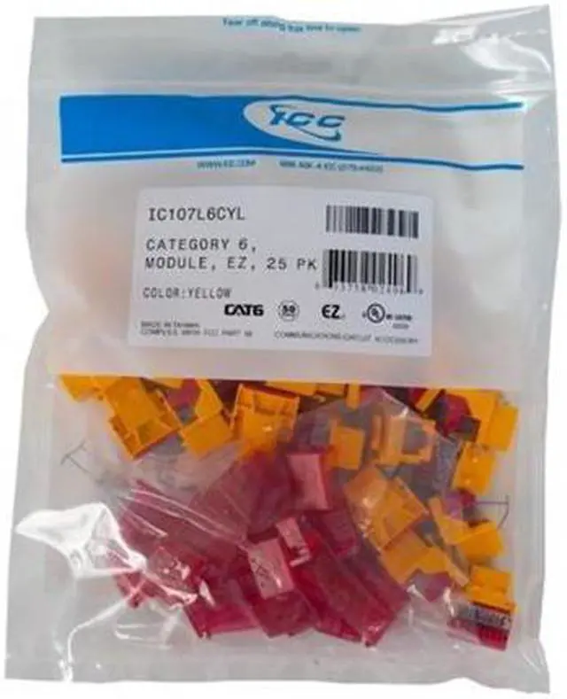 Main image of ICC CAT6JKPK-YL IC107L6CYL CAT6 EZ 25 PK YELLOW