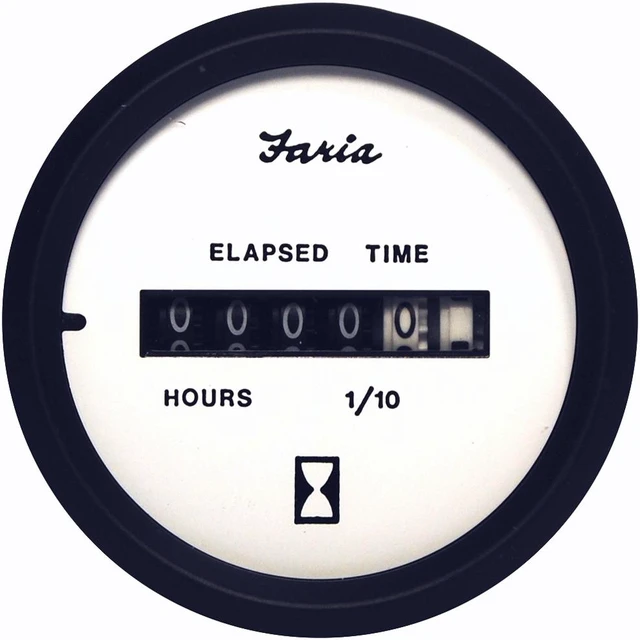 Main image of Faria Euro White 2" Hourmeter (10000 Hrs) (12-32 VDC)