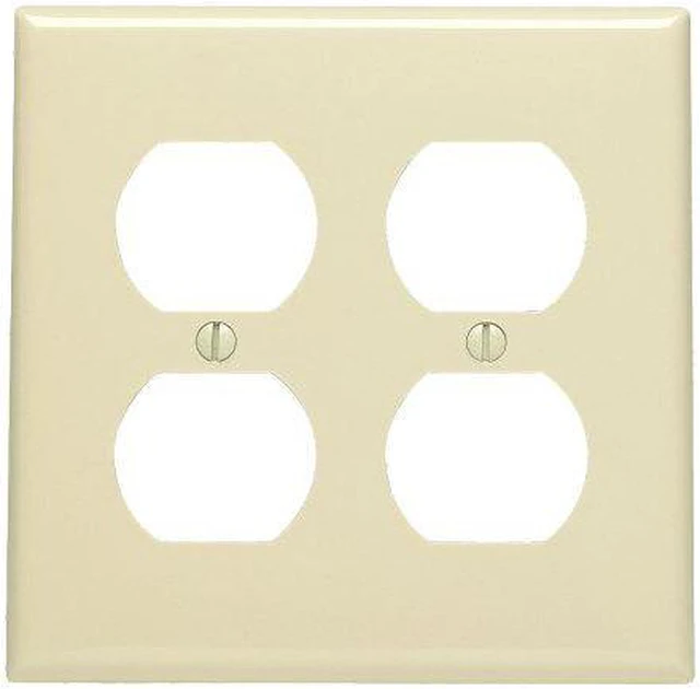 Main image of Leviton 80716-I Ivory Nylon Two Gang Duplex Receptacle Wall Plate