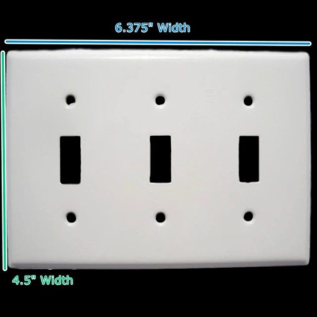 Alt view image 2 of 2 - Mulberry 86073 3-Gang Toggle Light Switch Wall Plate, Standard Size Cover, Painted Steel, White