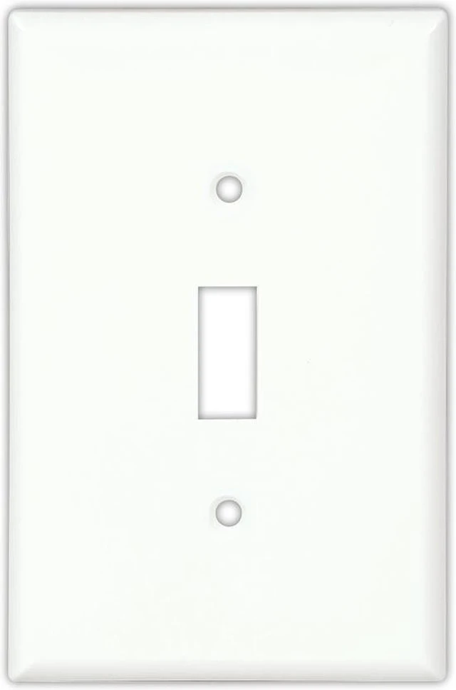 Main image of Cooper PJ1W White Mid-Size Unbreakable Single Gang Toggle Light Switch Wall Plate