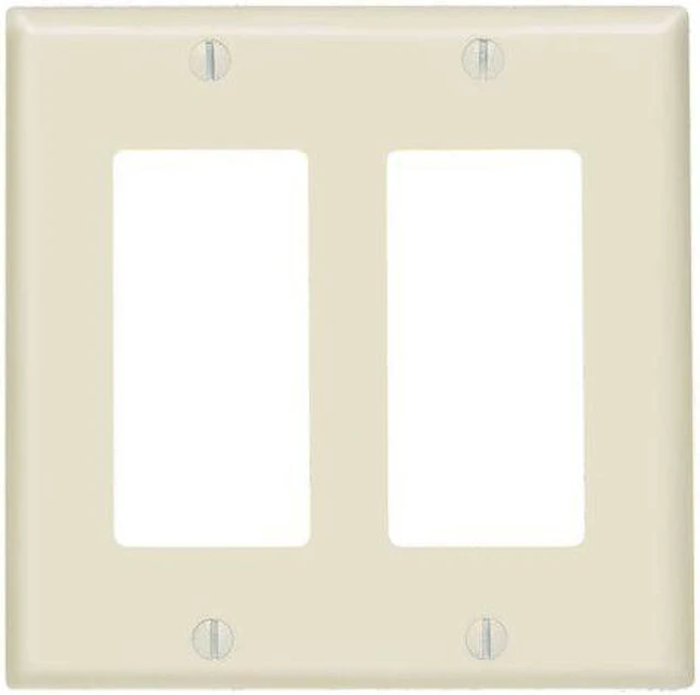 Alt view image 2 of 2 - Leviton 80409-NA Almond Nylon Two Gang Decora Wall Plate