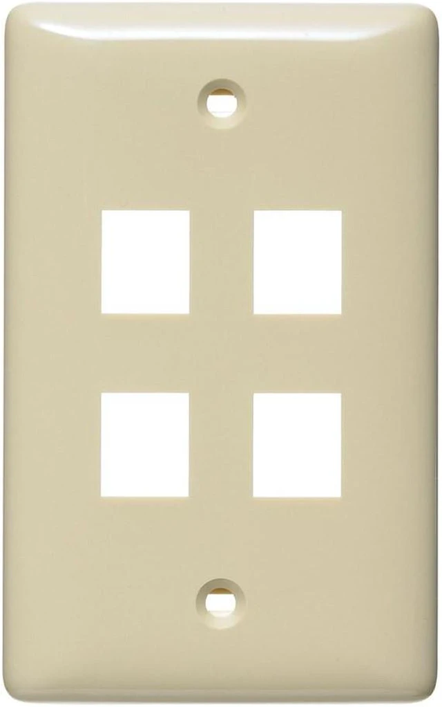 Main image of Hubbell Wiring Ivory 4-Port NSP14I 1-Gang Multimedia Faceplate Cover