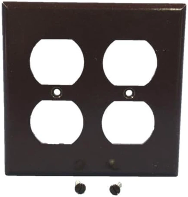 Main image of Cooper Wiring Devices 2150B 2-Gang Duplex Receptacle Wall Plate, Standard Size, Thermoset Plastic, Brown