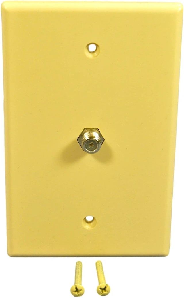 Alt view image 2 of 3 - Cooper Wiring Devices 2072V Single Gang Coaxial Cable Wall Plate, F-Type Video Jack, Mid-Size, Ivory