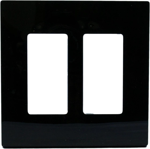 Main image of Leviton Black 2-Gang Midway Size Decora Screwless Wallplate Cover GFCI GFI SJ262-SE