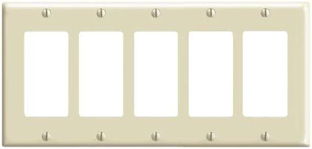 Alt view image 2 of 4 - Decora Switch 5-Gang Plate Ivory LEVITON MFG Decorative Switch Plates 80423-I