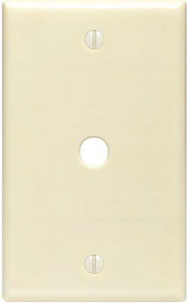 Main image of Leviton 1-Gang Telephone/Cable Wall Plate, .312-Inch Diameter Opening, Midway Size Cover, Thermoset Plastic, 80513-I, Ivory