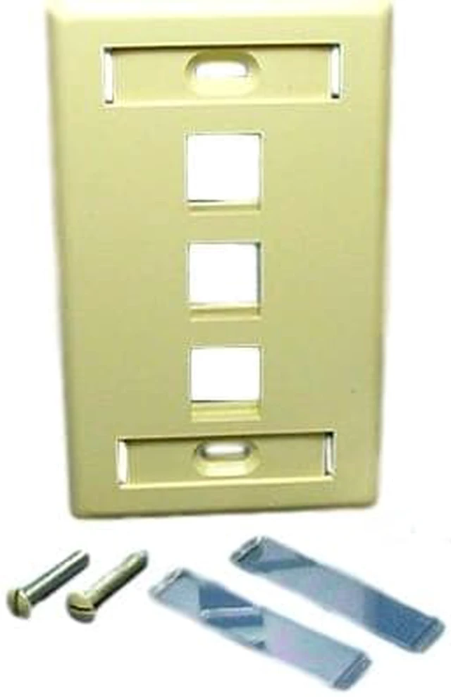Alt view image 3 of 3 - Leviton 1-Gang 3-Port QuickPort Wallplate with ID Windows, 42080-3IS, Ivory