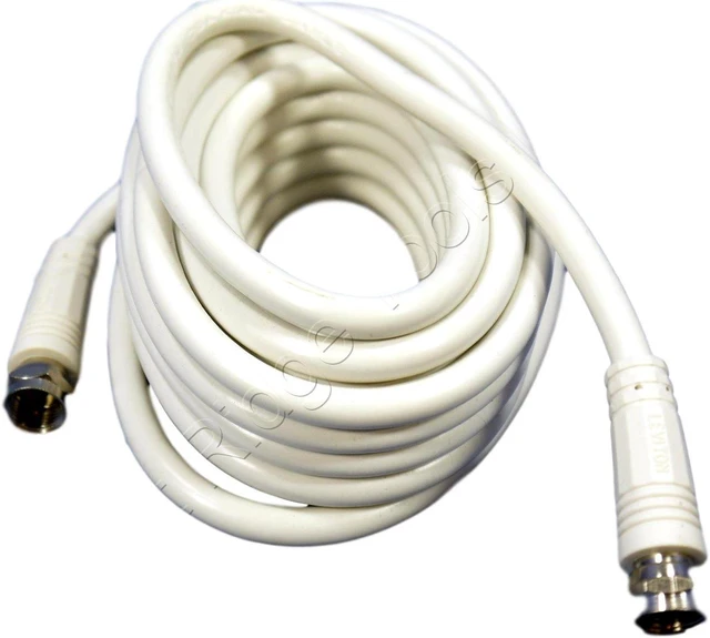 Main image of Leviton C5851-12W 12-Foot Coaxial Video Cable, Silver Plug Ends, F-Type RG59, White