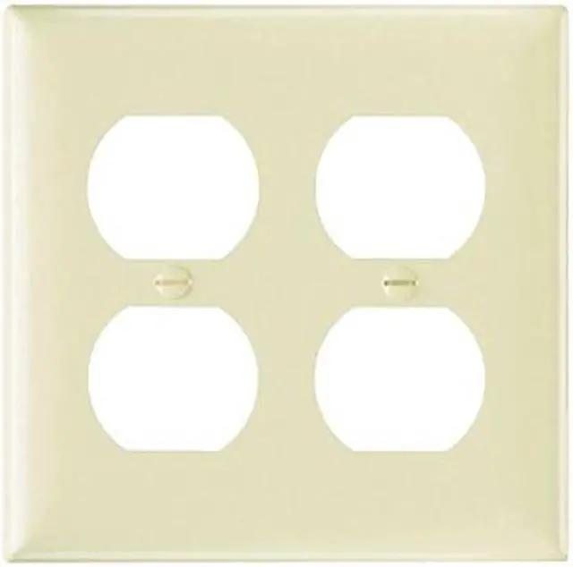 Main image of Pass & Seymour SP82-I 2-Gang Duplex Receptacle Wallplate, Standard Size, Ivory