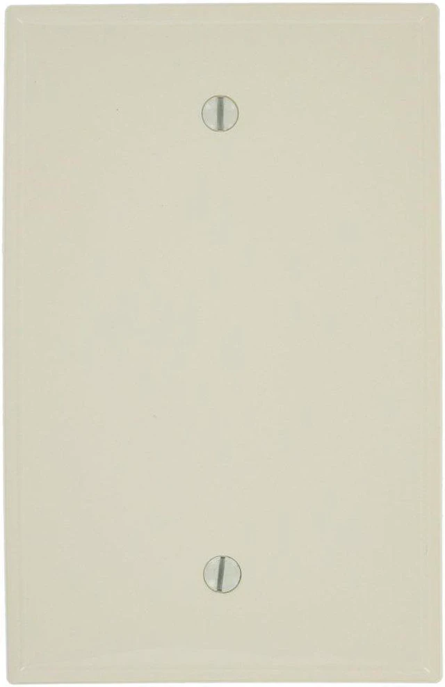 Main image of Leviton PJ13-A 1-Gang Blank Wall Plate, Unbreakable Thermoplastic, Midway Size Cover, Almond