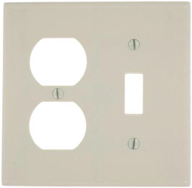 Main image of Leviton 78005 Light Almond Two Gang Combination Toggle Switch Duplex Receptacle Wall Plate