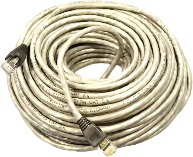Alt view image 4 of 6 - Leviton Gray Cat 5e 100 ft Patch Cord Network Cable Booted Cat5e 5G455-100G
