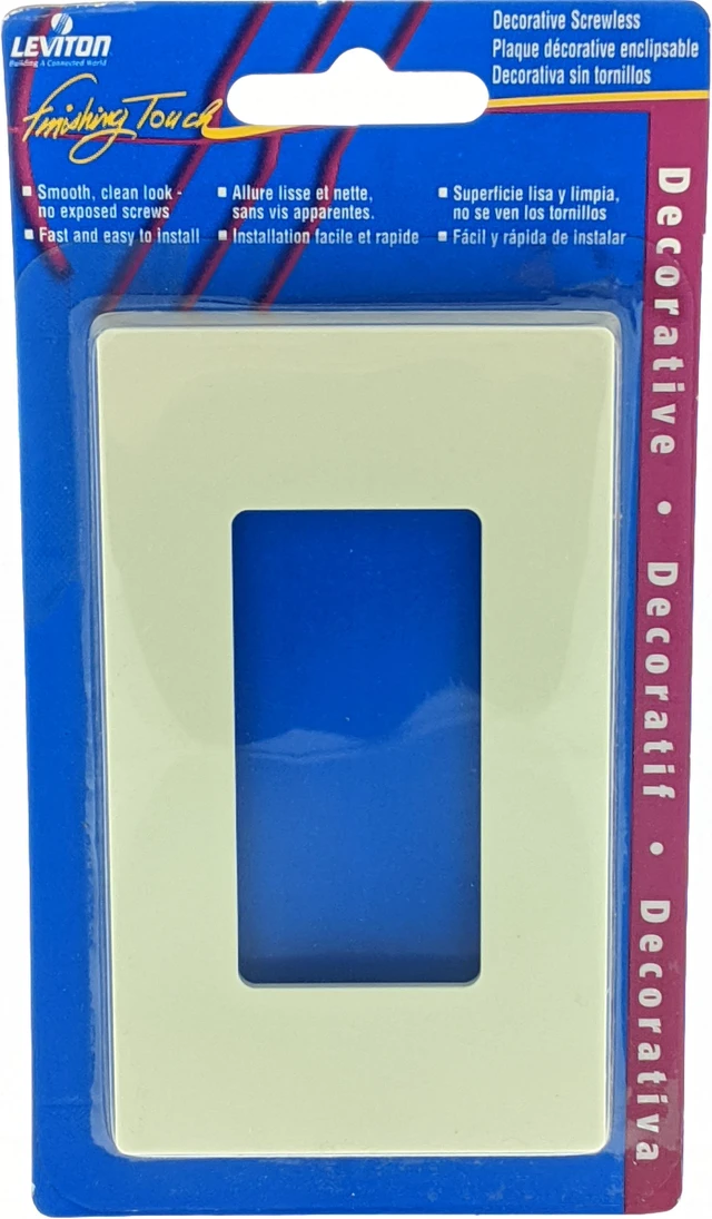 Main image of Leviton 80301-A 1-Gang Decora Wallplate Screwless, Almond