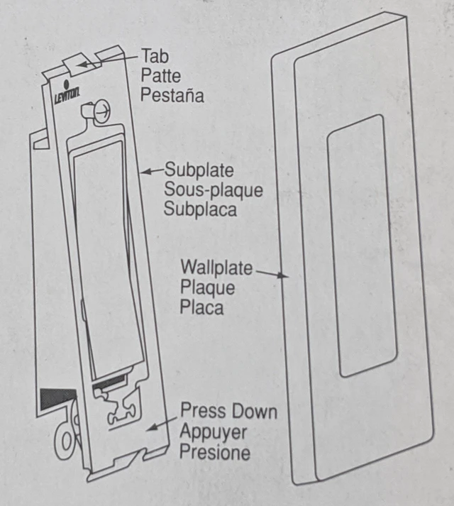 Alt view image 4 of 4 - Leviton 80301-A 1-Gang Decora Wallplate Screwless, Almond