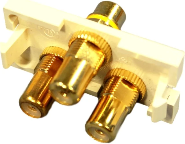 Main image of Leviton 41292-3RT Multimedia Outlet System 3-Port Module Feedthrough, Light Almond