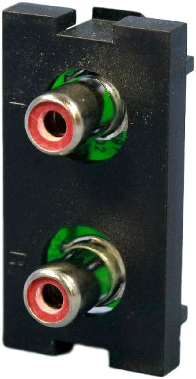 Main image of Leviton 41291-1RE Stereo Audio Jack Insert Module for Multimedia Outlet System (MOS), Screw Terminals, Black