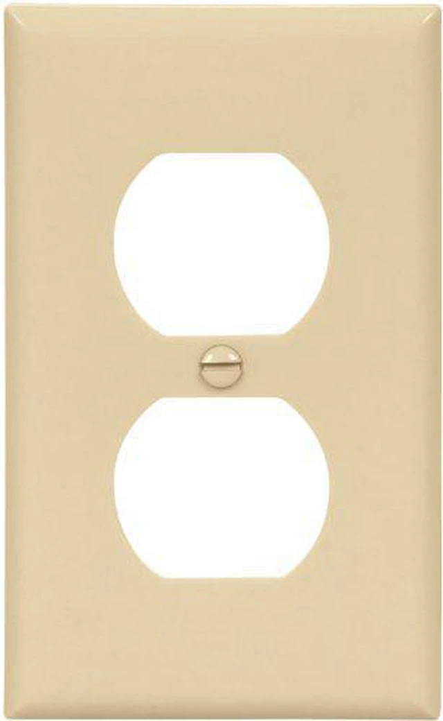 Main image of Cooper 5132V Ivory Unbreakable Single Gang Duplex Receptacle Wall Plate