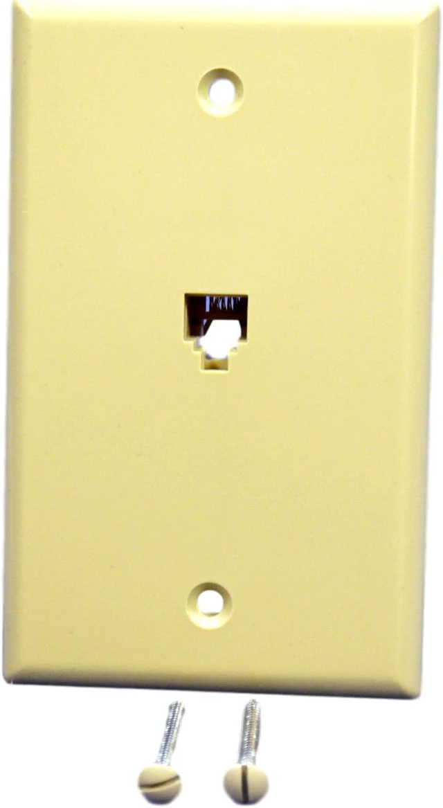Main image of Leviton Type 625B4 Telephone 4-Wire Phone Jack 4625B-44I Wallplate 6P4C Ivory
