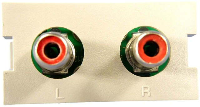 Main image of Leviton 41291-1RG Stereo Audio Jack Insert Module for Multimedia Outlet System (MOS), Screw Terminals, Gray