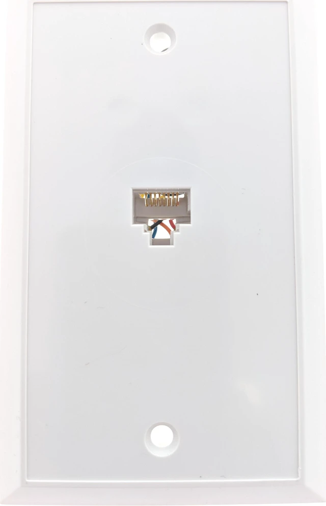 Main image of Leviton 4625B-48W Type 625B4 Telephone Standard Wallplate Flush Wall Jack White 25 PK