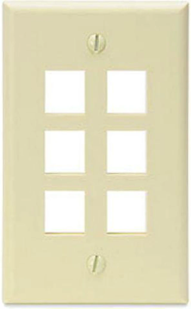 Main image of Leviton Almond Quickport 6-Port Wallplate 41080-6AP
