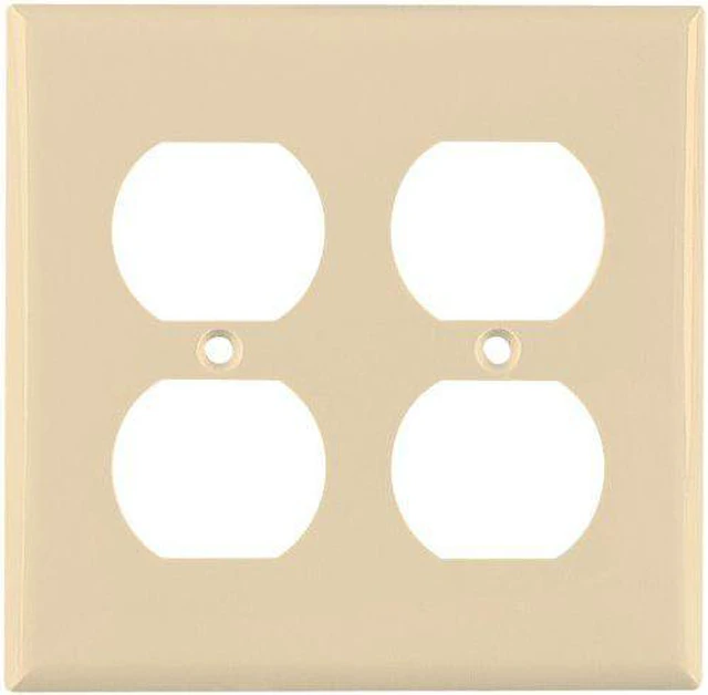 Main image of Cooper 5150V Ivory Unbreakable Two Gang Duplex Receptacle Wall Plate