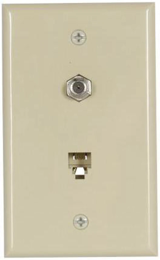 Main image of Cooper 3535-4V Ivory Combination Coax Jack and Four Wire Telephone Jack Wall Plate