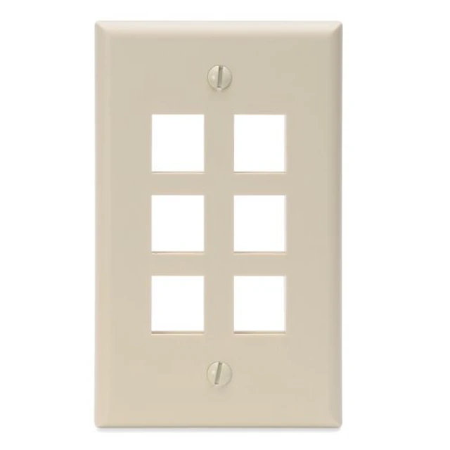 Alt view image 4 of 4 - Leviton 41080-6IP 6-Port QuickPort Wall Plate, Ivory